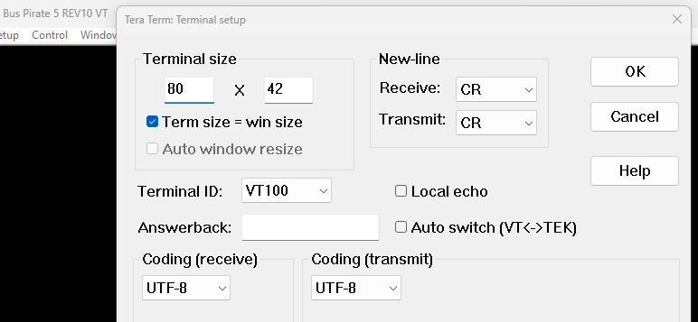 TeraTerm setup