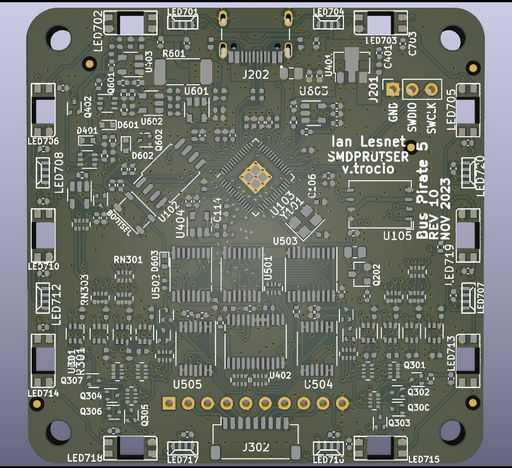 Bus Pirate 5 PCB, component side