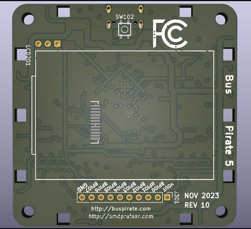 Bus Pirate 5 PCB, LCD side